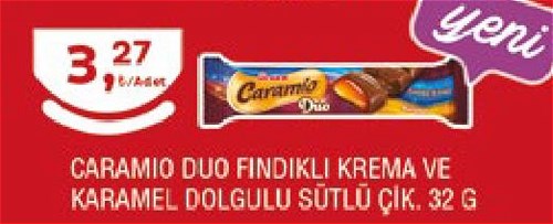 Ülker Caramio Duo Fındıklı Krema ve Karamel Dolgulu Sütlü Çik. 32 g image