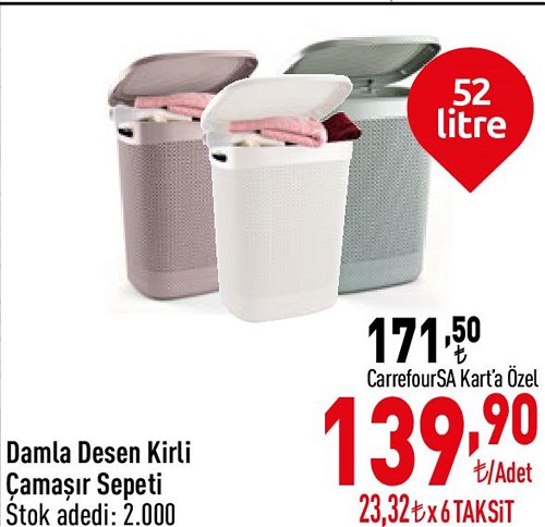 Damla Desen Kirli Çamaşır Sepeti 52 litre image