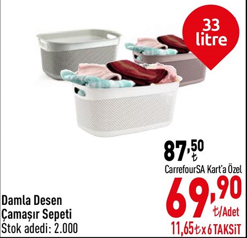 Damla Desen Çamaşır Sepeti 33 litre image