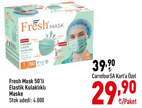 Fresh Mask 50'li Elastik Kulaklıklı Maske image