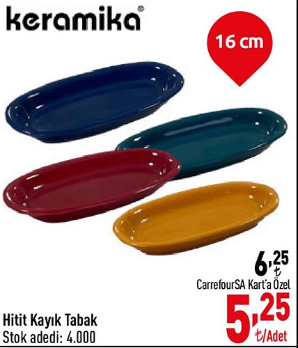 Keramika Hitit Kayık Tabak 16 cm image