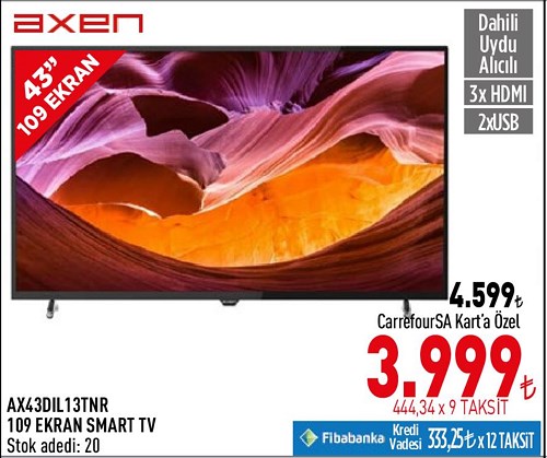 Axen AX43DIL13TNR 109 Ekran Smart TV image