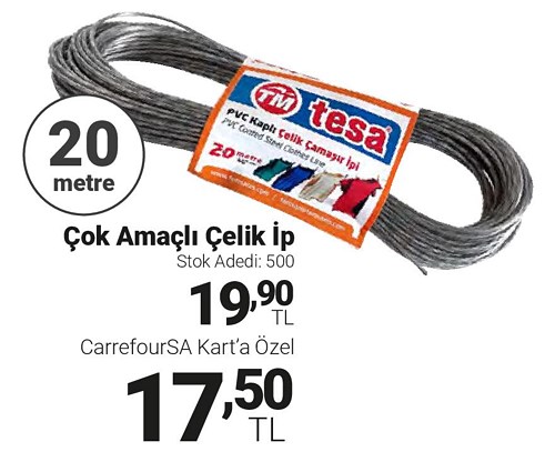 Çok Amaçlı Çelik İp 20 metre image