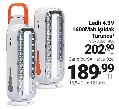 Ledli 4.3V 1600Mah Işıldak Turuncu  image