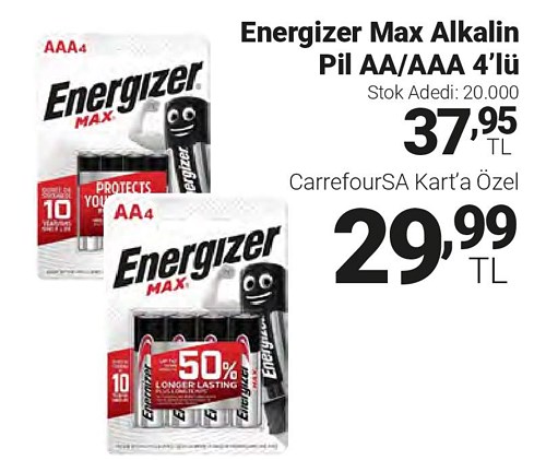 Energizer Max Alkalin Pil AA/AAA 4'lü image