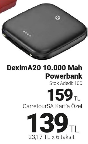 CarrefourSA Dexim A20 10.000 Mah Powerbank