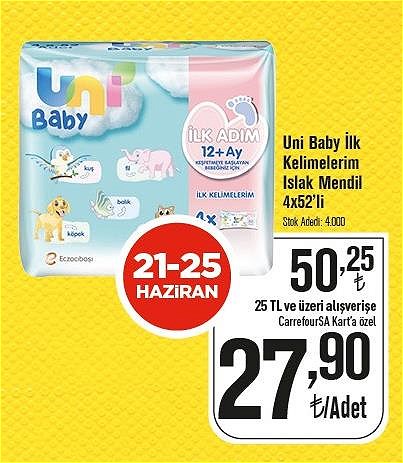 Uni Baby İlk Kelimelerim Islak Mendil 4x52'li image