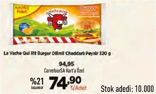 La Vache Qui Rit Burger Dilimli Cheddarlı Peynir 320 g image