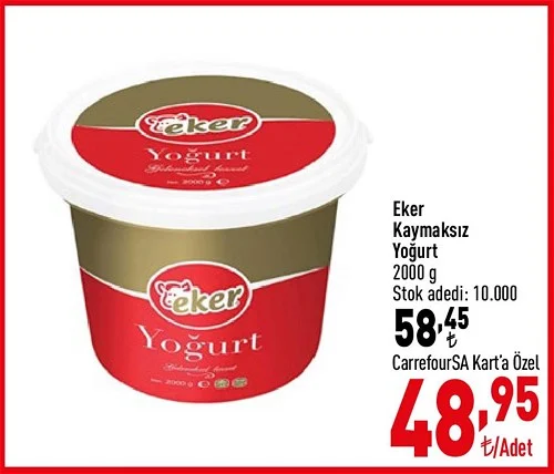 Eker Kaymaksız Yoğurt 2000 g image