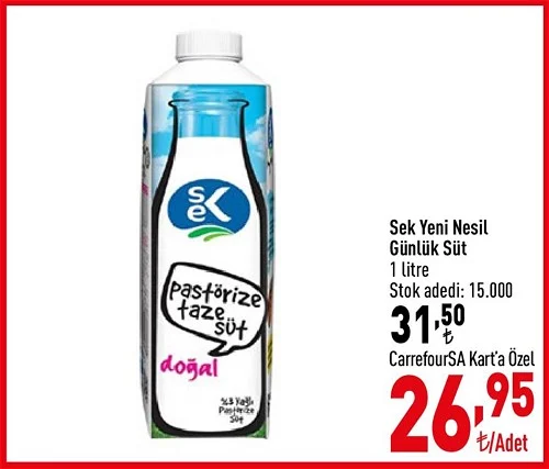 Sek Yeni Nesil Günlük Süt 1 litre image