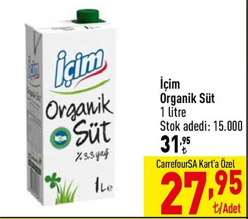 İçim Organik Süt 1 litre image