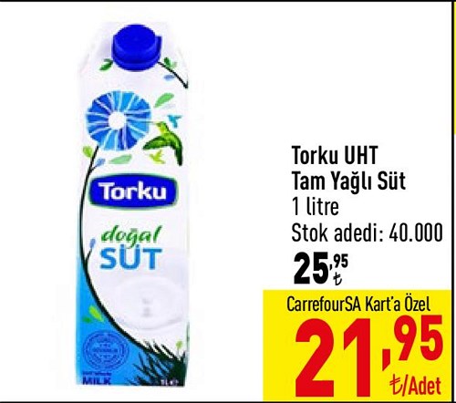 Torku UHT Tam Yağlı Süt 1 litre image