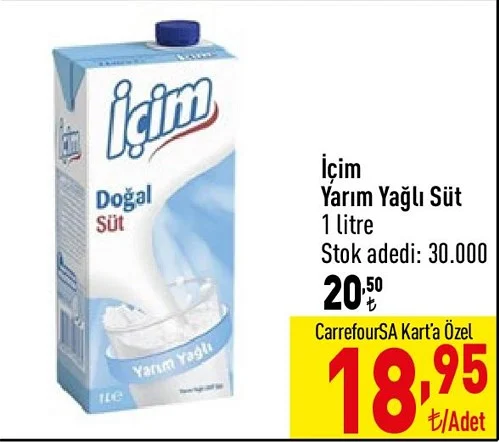 İçim Yarım Yağlı Süt 1 litre image