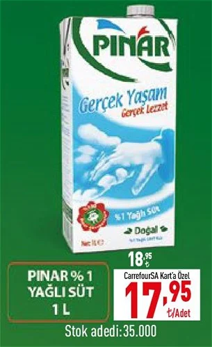 Pınar %1 Yağlı Süt 1 L image