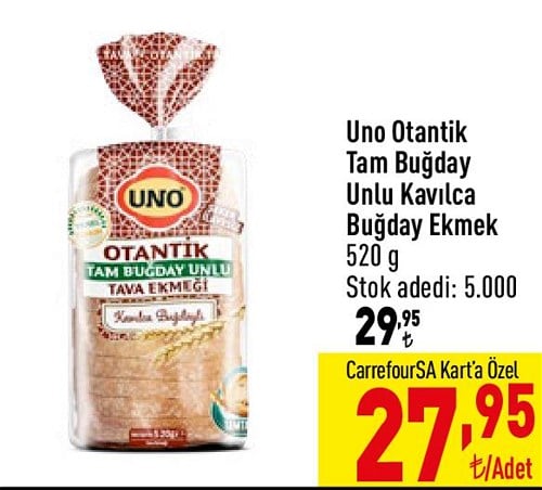 Uno Otantik Tam Buğday Unlu Kavılca Buğday Ekmek 520 g image