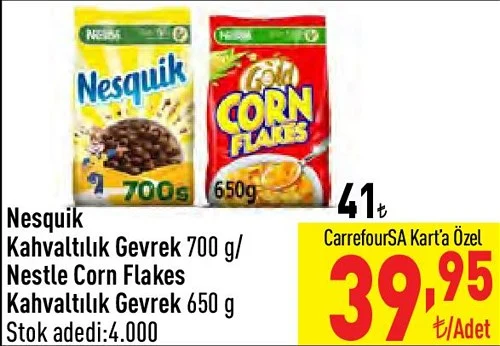 Nesquik Kahvaltılık Gevrek 700 g/Nestle Corn Flakes Kahvaltılık Gevrek 650 g image