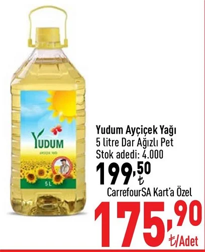 Yudum Ayçiçek Yağı 5 litre Dar Ağızlı Pet image