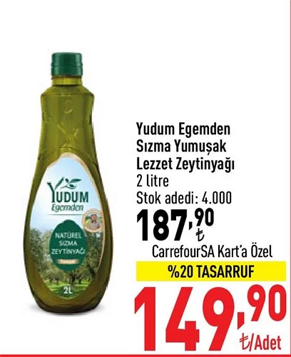 Yudum Egemden Sızma Yumuşak Lezzet Zeytinyağı 2 litre image