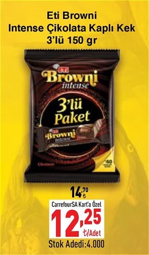 Eti Browni Intense Çikolata Kaplı Kek 3'lü 150 gr image