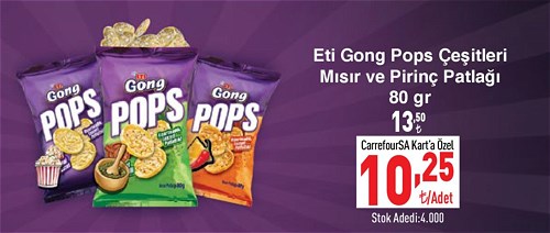 Eti Gong Pops Çeşitleri Mısır ve Pirinç Patlağı 80 gr image