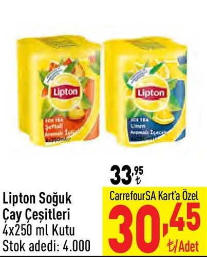 Lipton Soğuk Çay Çeşitleri 4x250 ml Kutu image