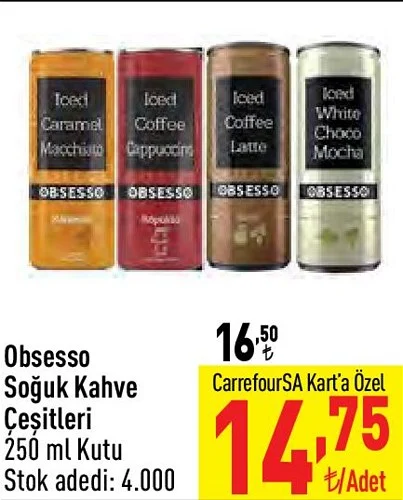 Obsesso Soğuk Kahve Çeşitleri 250 ml Kutu image