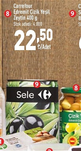 Carrefour Edremit Çizik Yeşil Zeytin 400 g image