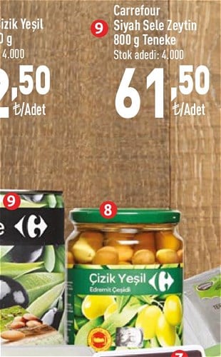 Carrefour Siyah Sele Zeytin 800 g Teneke image