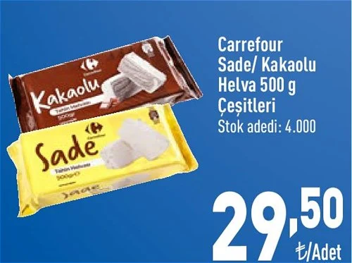 Carrefour Sade/Kakaolu Helva 500 g Çeşitleri image