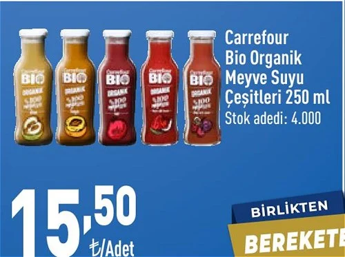 Carrefour Bio Organik Meyve Suyu Çeşitleri 250 ml image