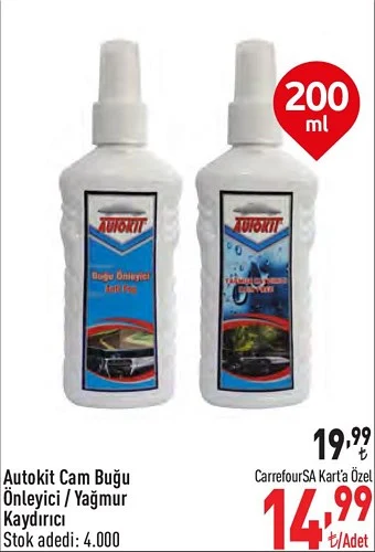 Autokit Cam Buğu Önleyici/Yağmur Kaydırıcı 200 ml image