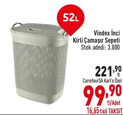 Vindex İnci Kirli Çamaşır Sepeti 52 L image