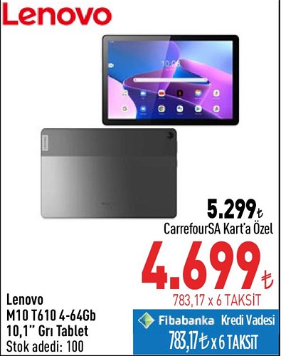 Lenovo M10 T610 4-64 GB 10.1 inç Gri Tablet image