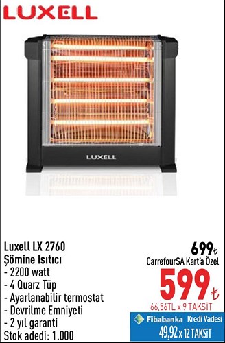 Luxell LX 2760 Şömine Isıtıcı 2200 W image