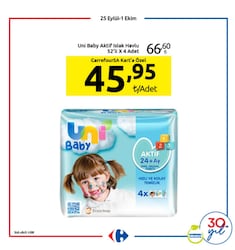 Uni Baby Aktif Islak Havlu 52'li x 4 Adet image