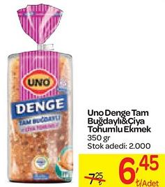 Uno Denge Tam Buğdaylı&Çiya Tohumlu Ekmek 350 gr image