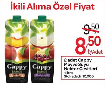 2 Adet Cappy Meyve Suyu Nektar Çeşitleri 1 litre image