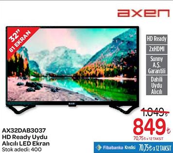 Axen AX32DAB3037 HD Ready Uydu Alıcılı Led Ekran image