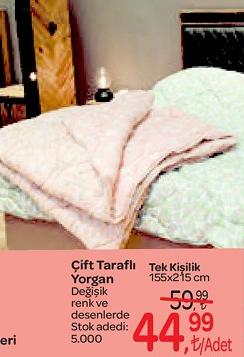 Çift Taraflı Yorgan Tek Kişilik 155x215 cm image