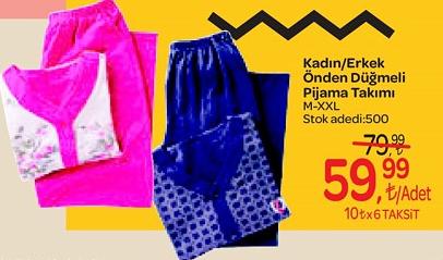 Kadın/Erkek Önden Düğmeli Pijama Takımı image