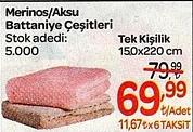 Merinos/Aksu Battaniye Çeşitleri Tek Kişilik 150x220 cm image