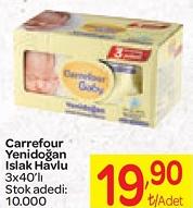 Carrefour Baby Yenidoğan Islak Pamuk Havlu 3x40'lı image