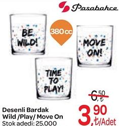 Paşabahçe Desenli Bardak Wild / Play / Move On 380 cc image