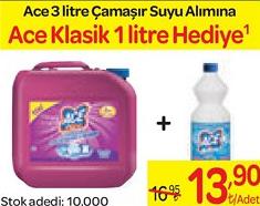 Ace 3 litre Çamaşır Suyu - Ace Klasik 1 litre Hediye image