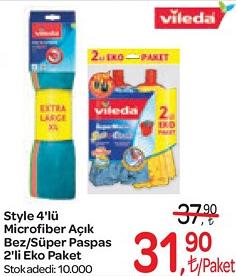 Vileda Style 4'lü Microfiber Açık Bez/Süper Paspas 2'li Eko Paket image