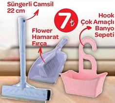 Süngerli Camsil 22 cm/Flower Hamarat Fırça/ Hook Çok Amaçlı Banyo Sepeti image