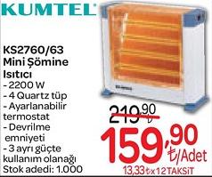 Kumtel KS2760/63 Mini Şömine Isıtıcı 2200 W image