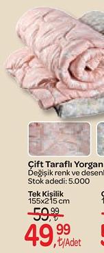 Çift Taraflı Yorgan Tek Kişilik 155x215 cm image