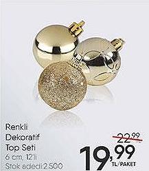 Renkli Dekoratif Top Seti 6 cm 12'li image