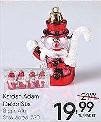 Kardan Adam Dekor Süs 8 cm 4'lü image